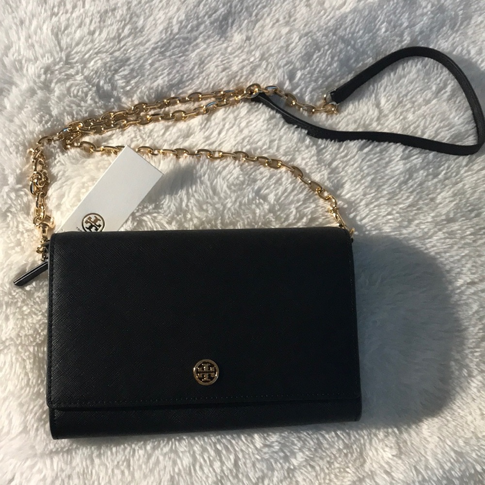 Tori Burch Robinson Leather Chain Wallet